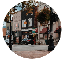 Downtown Hocking Hills featuring local shops and autumn décor