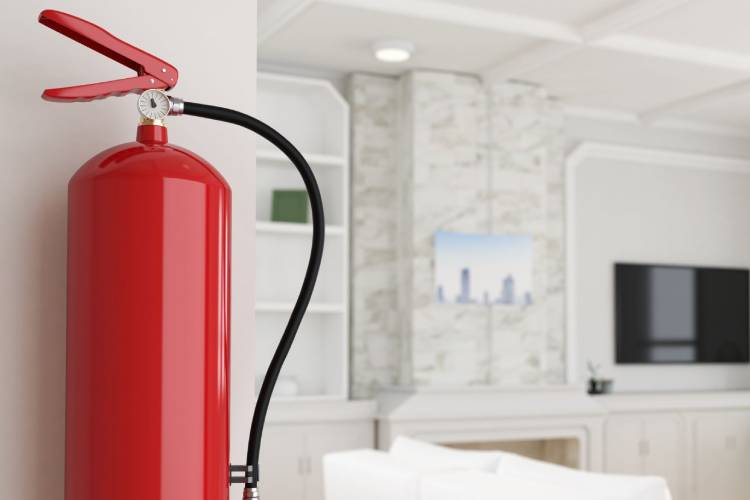 Fire extinguisher installed in guest area
